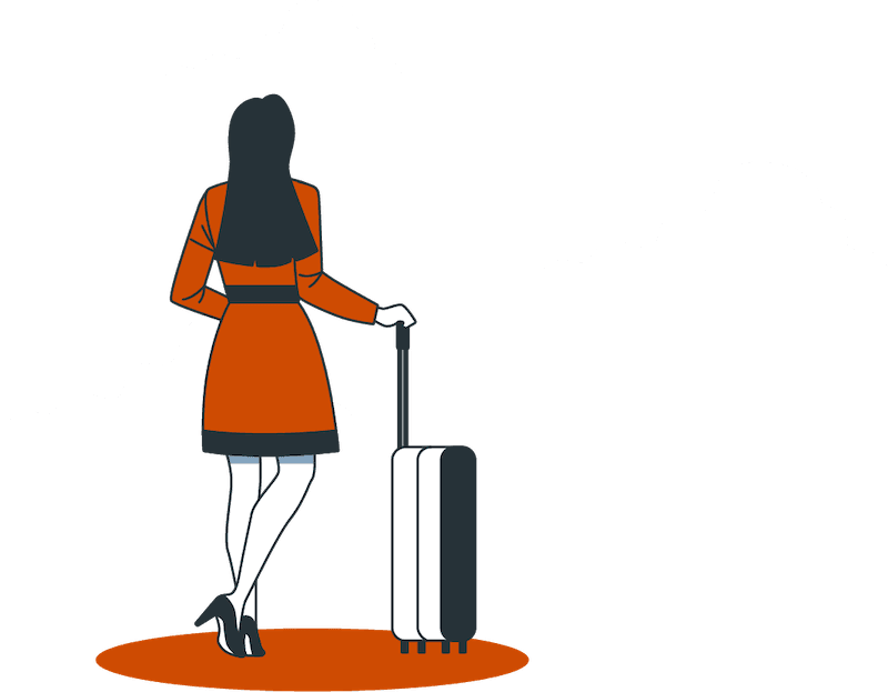 illustration d'une femme partant en voyage avec une valise