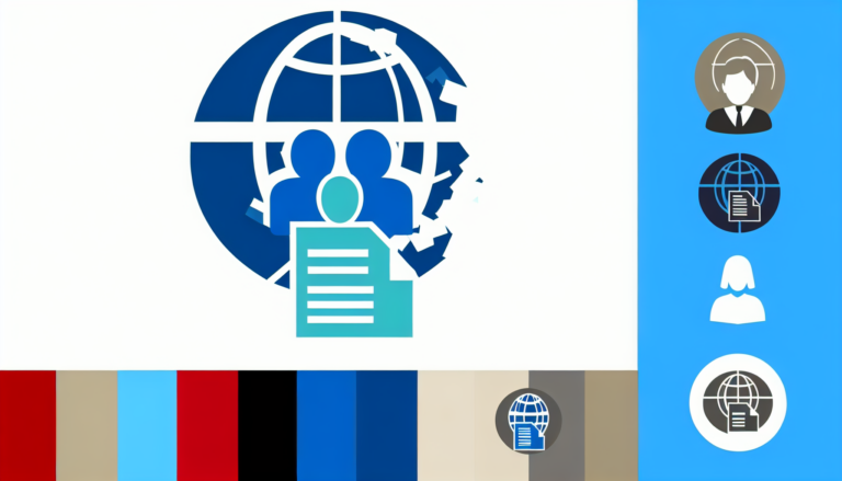 Create a full color, minimalist vector illustration without a background, using the primary colors #A3C503 and #ed7020. The image depicts a globe of the earth surrounded by a myriad of insurance paperwork, symbolizing global health coverage for expatriates. Also, it includes Caucasian French individuals without any apparent religious affiliation. The overall tone is simple, leveraging a minimalist approach.